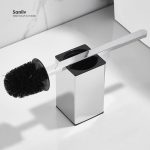 Free Standing Square Toiletbrush Holder in Chrome Gold and Black Finish