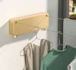Golden finish retractable clothesline wall mounted laundry hanger drying rack