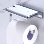 toilet roll holder with storage shelf