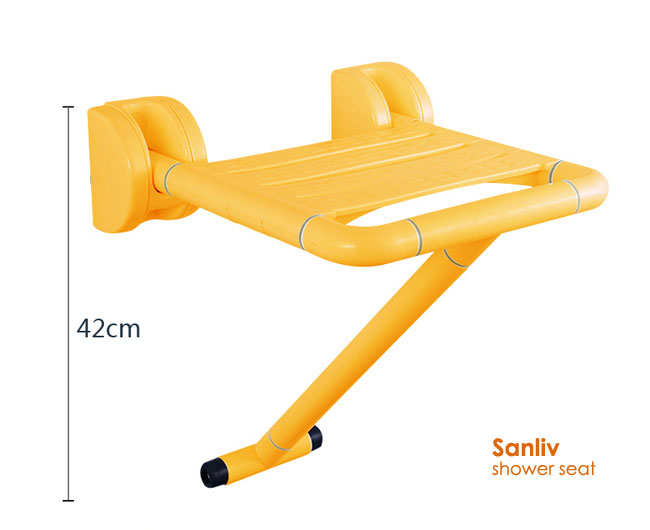 Fold down Shower Seat With Leg for Elderly and Disabled QUEENBATH